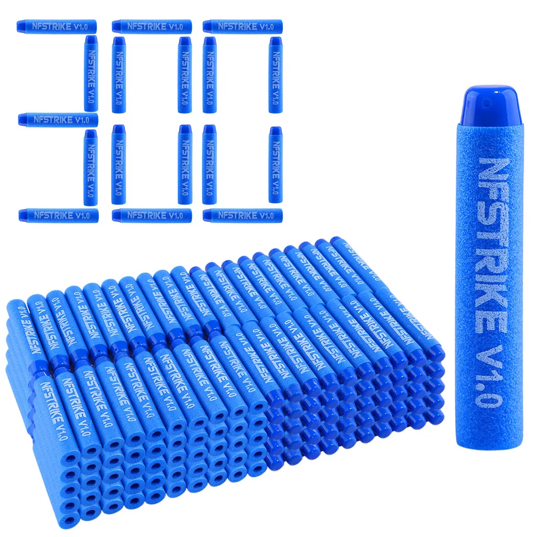 100 шт/500 шт/1000 шт NFSTRIKE V1.0 индивидуальные мягкие пули для nerf элитная Серия игрушечного пистолета часть 7,2*1,3 см пули-синий