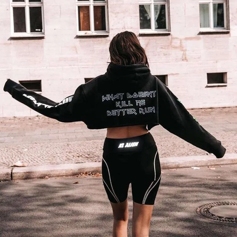 Летние новые спортивные светоотражающие шорты женские высокие уличные