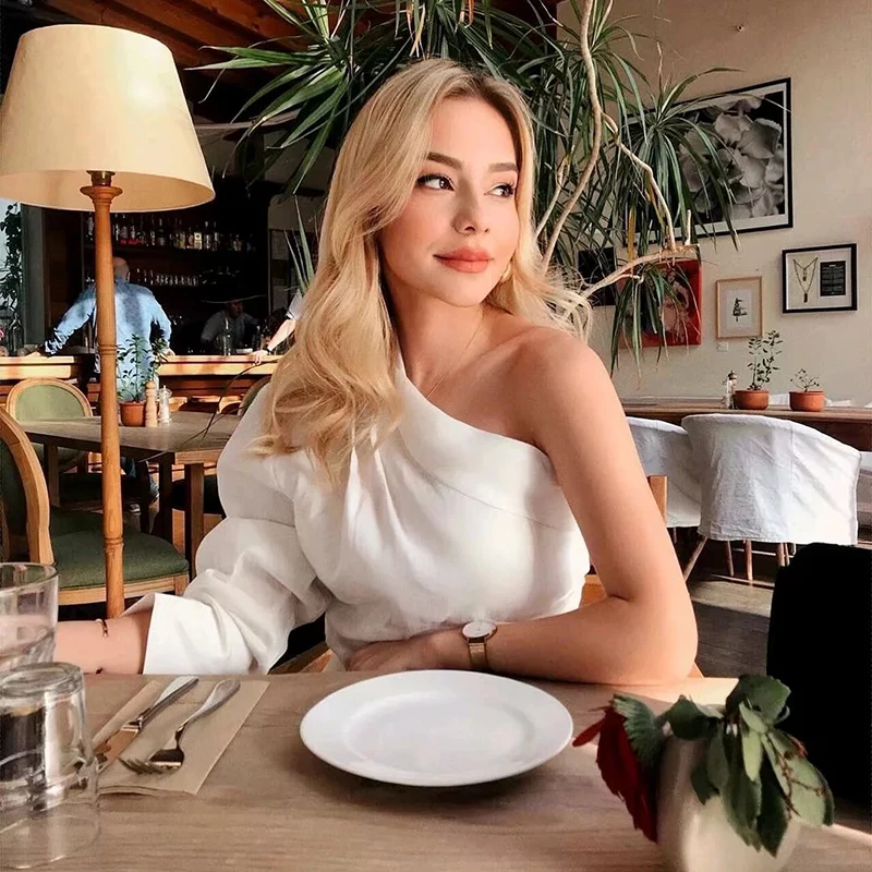 Женское белое модное на одно плечо хлопковые льняные рубашки ZA 2019 | Отзывы и видеообзор -4000010085815