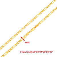 golden boy necklace 4mm 20 30 inches gold color figaro cuban link chain necklaces women men fine jewelry