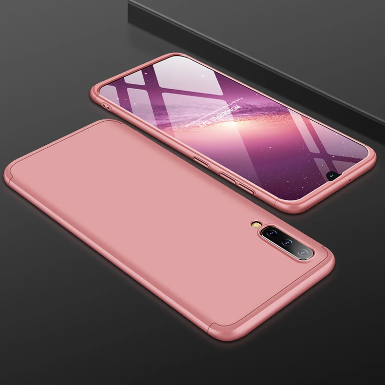 Rose gold Для samsung Galaxy A50 чехол 360 градусов полный корпус чехол для samsung A50 A505 A505F SM-A505F чехол с закаленным стеклом - Цвет: Rose gold