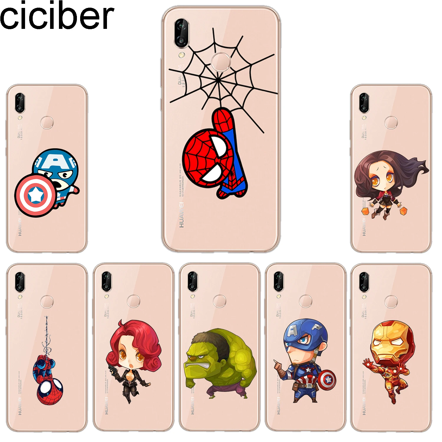 ciciber Phone Cases for Huawei P20 P8 P9 P10 Mate 20 10 9 Lite 2017 X Pro Soft TPU Back Cover P Smart 2019 Marvel |