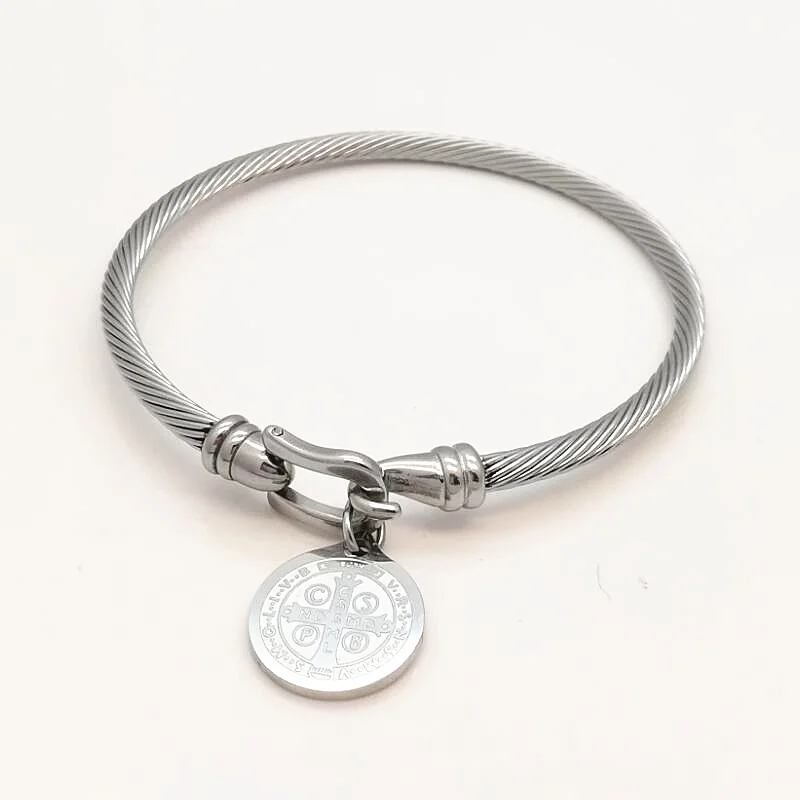 Горячая продажа золотой цвет нержавеющая сталь простой круглый крест и Мадонна