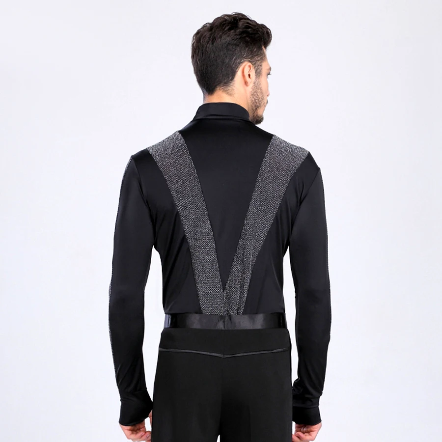 2018 Новое поступление Мужская танцевальная рубашка с высоким воротом длинным