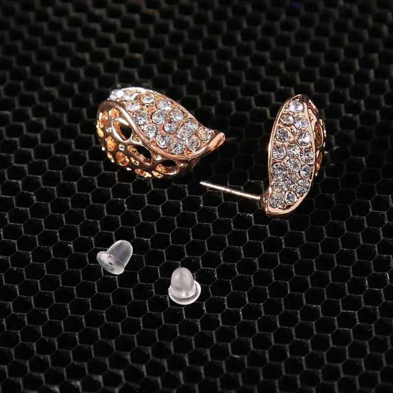 Новая Мода Женская Дамы Форма Листа Прозрачного Хрусталя Rhinestone Серебряный