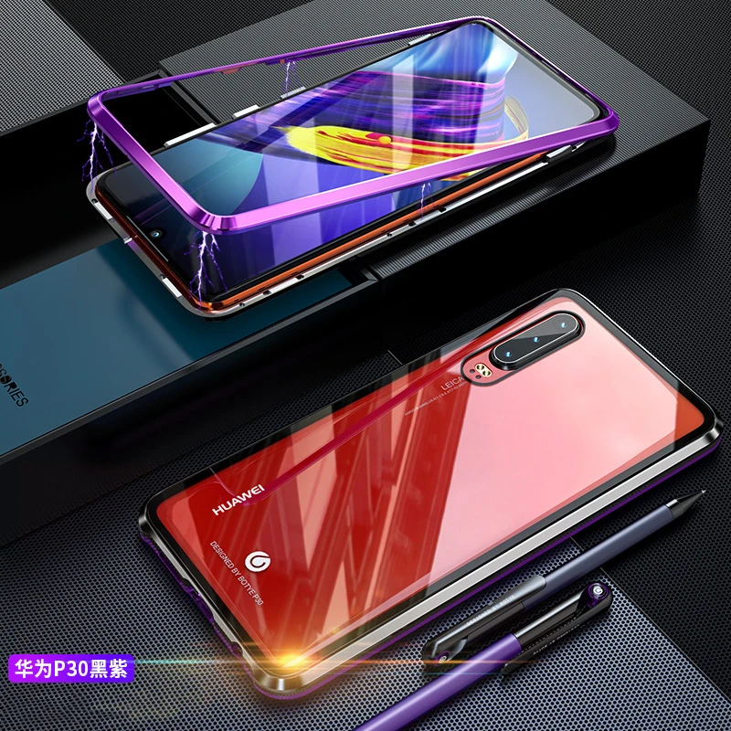 Чехол для Huawei P30 Pro Lite роскошный Магнитный абсорбирующий Алюминиевый