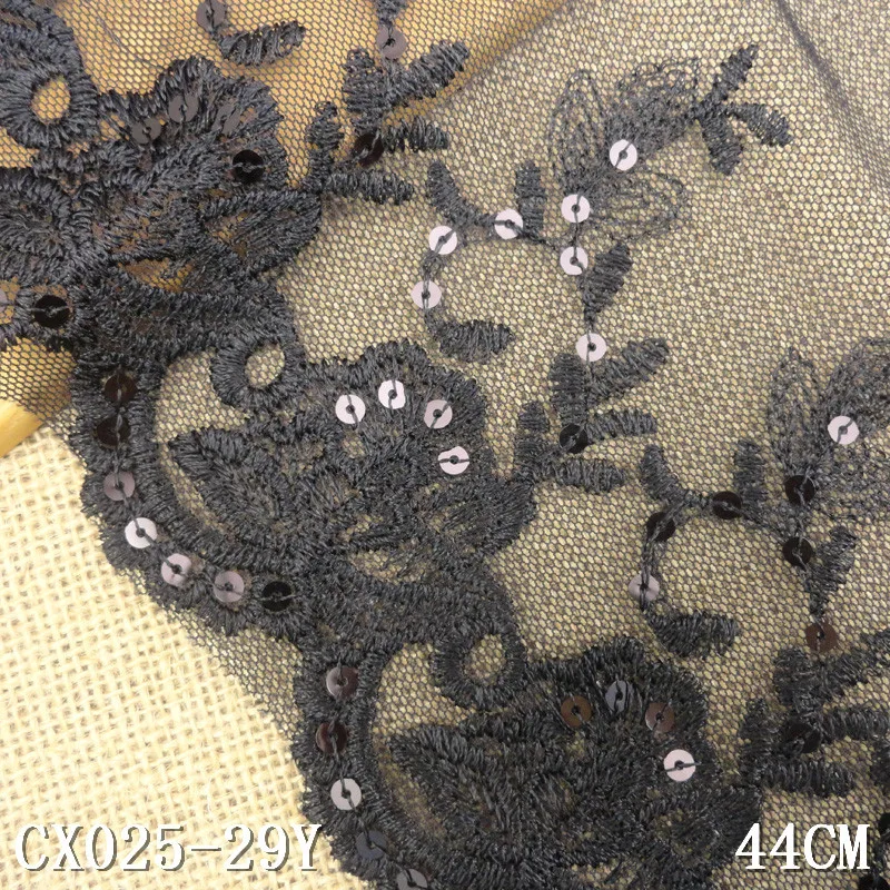 44 см ширина одежда высшего качества изысканный черный Винтаж Чистая кружево