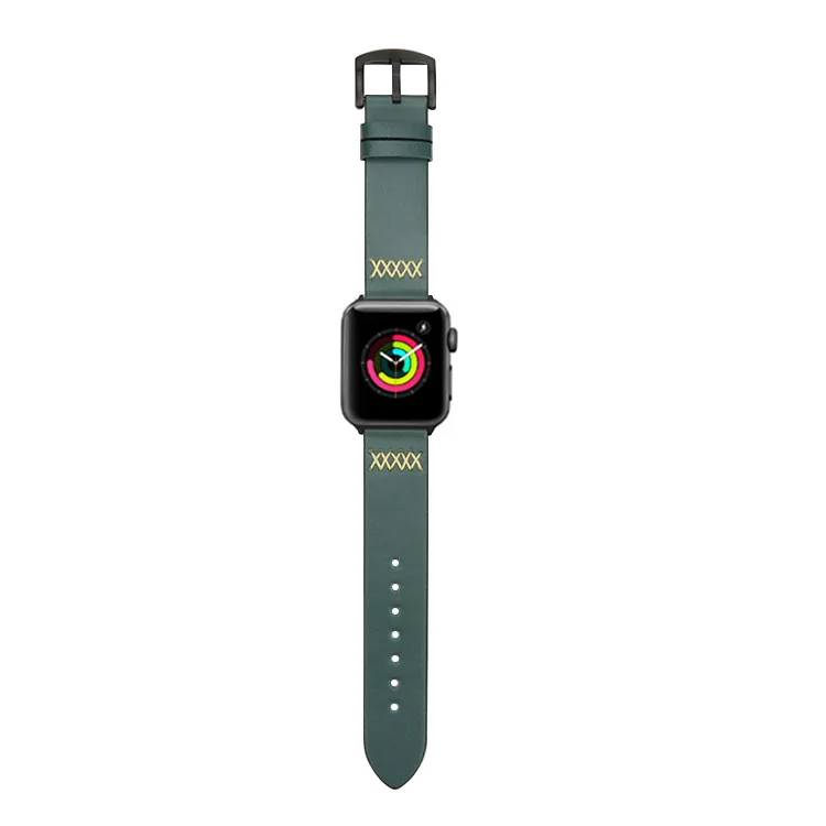 green Ремешок из натуральной кожи для Apple watch 3 2 1 Iwatch 42 мм 38 мм браслет Crazy Horse узор наручные часы ремень+ металлическая пряжка - Цвет ремешка: green