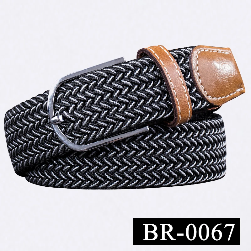 BRPD-0067 Hi-Tie мужской Эластичный ремень в полоску Женский эластичный холщовый ремень для джинсов унисекс Повседневный вязаный Плетеный длинный ремень 3,5 см в ширину - Цвет: BRPD-0067