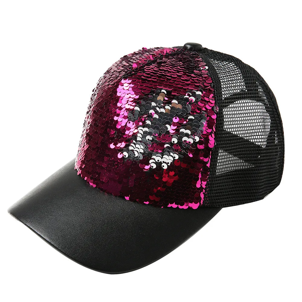 Dropship 2019 New Arrival Hot Summer Hat Mens Womens Double Color Sequins Baseball Cap Adjustable Strapback Hats Free Ship #J05 |