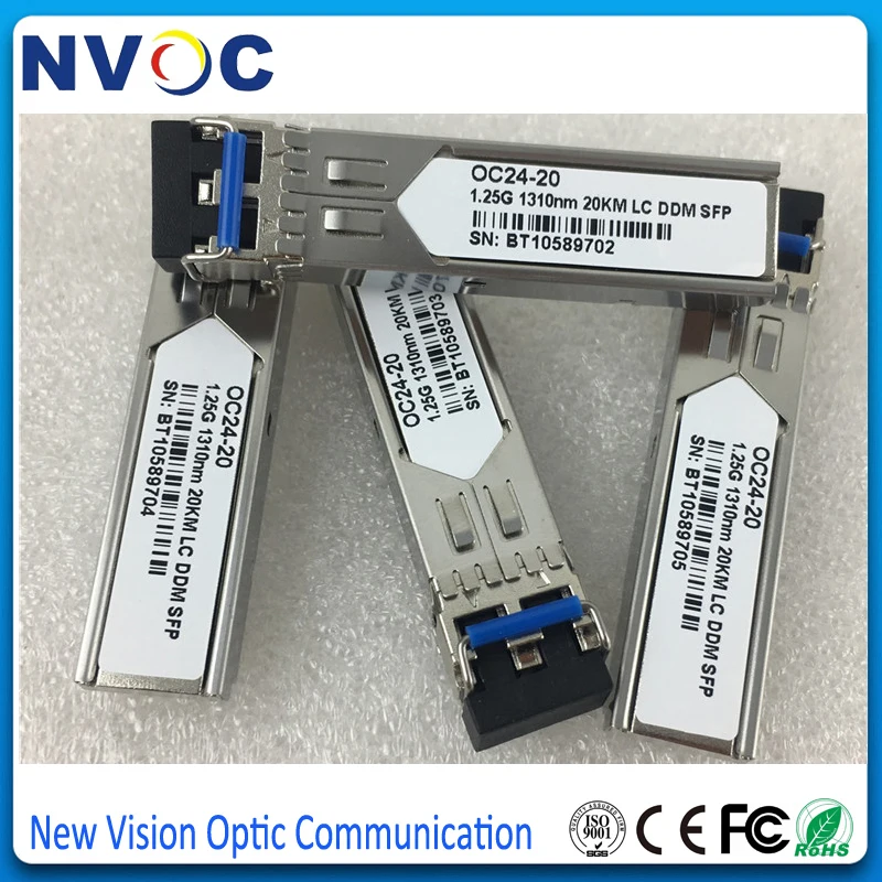 Бесплатная доставка 5 шт./лот 1 25 ГБ/сек. 20 км 1310nm LC дуплексный SFP трансивер