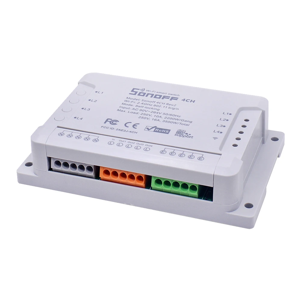 Интеллектуальный выключатель света Sonoff 4CH 220V Беспроводной 4 канала WI-FI переключатель независимого дистанционного Управление для умного дома Модуль Автоматизации "умный дом Управление;