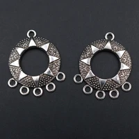 wkoud 8pcs silver plated retro porous round alloy connector necklace earrings diy metal jewelry handmade accessories a188