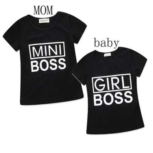 Family Mini Boss Tops Matching Outfits Women Mom Baby Kids T-shirt Shirt Blouse Clothes | Мать и ребенок