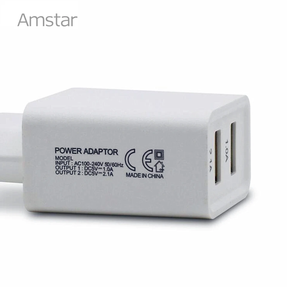 Amstar Dual USB Автомобильное зарядное устройство 5V 2.1A настенный адаптер для iPhone