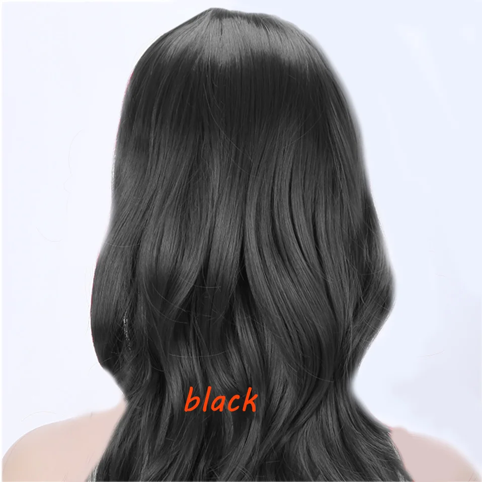 black S-noilite длинные волнистые косплей красный зеленый Puprle розовый черный синий серебристый серый коричневый синтетические волосы парики - Цвет: black