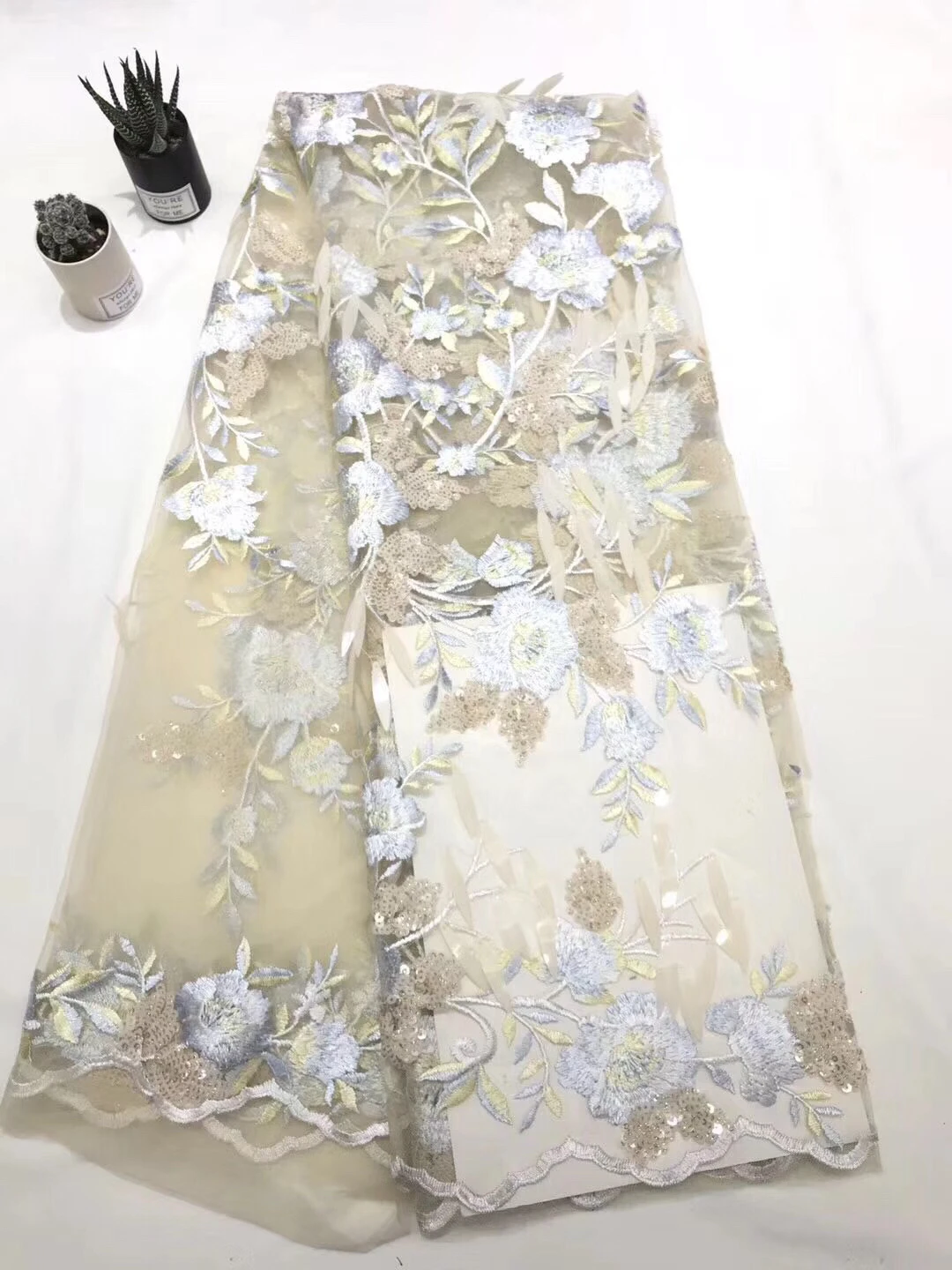 African lace fabric 2019 embroidery high quality French Nigeria sequins wedding party dress | Дом и сад