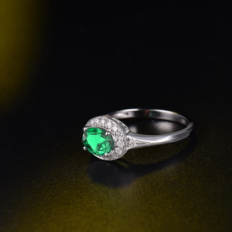 Ювелирные изделия овальные Настоящее 14K белое золото колумбийский изумруд алмаз
