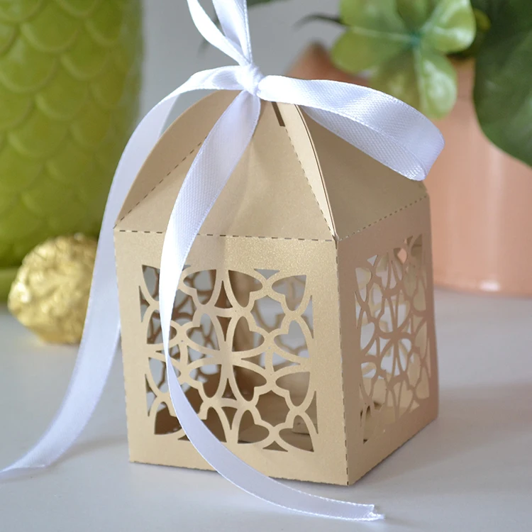 

Copper green laser cut ramadhan kareem favor boxes for gift packing