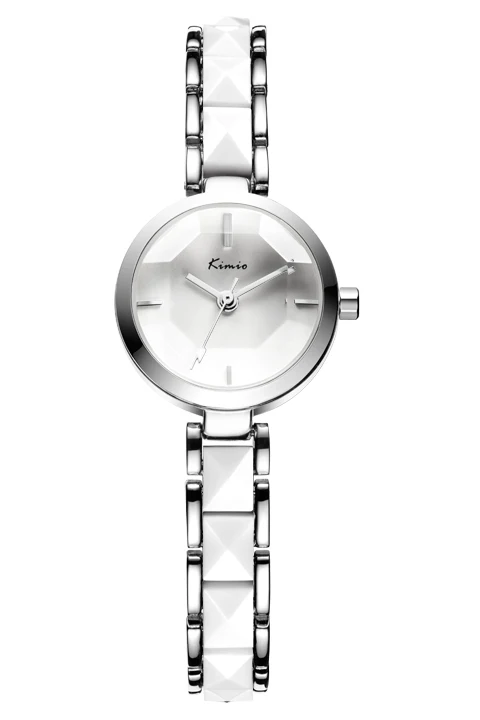 silver watch KIMIO женские кварцевые часы с зеркальной поверхностью, имитация керамического ремешка, женские часы-браслет, Топ бренд Horloge - Цвет: silver watch