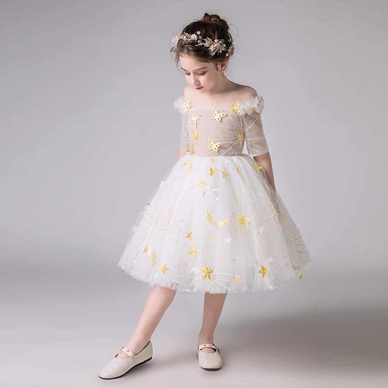 Off the Shoulder Princess Prom Dress Ball Gown Flower Girl Dresses for Wedding Evening Kids Formal Birthday Costume B273 | Детская