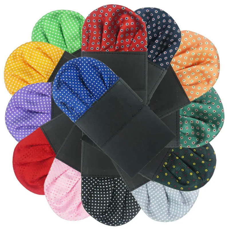 Men Polyester Silk Pre-folded Pocket Square Colour Polka Dots Floral Handkerchief Gentleman Hanky Wedding Christmas Chest Towel