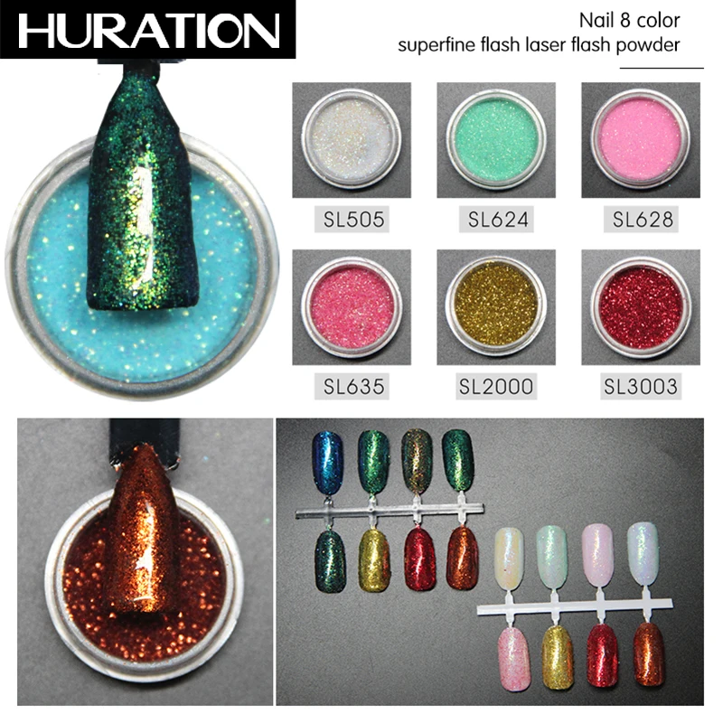 Голографическая пудра для ногтей Huration 1 шт. Блестящий блестящий хромированный