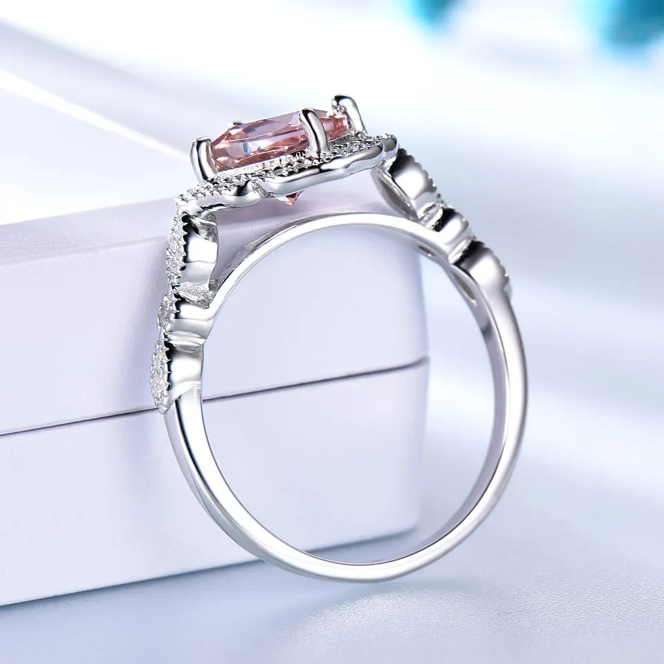 UMCHO Created Nano Morganite Rings 925 Sterling Silver Flower For Women Engagement Anniversary Wedding Gift Fine Jewelry | Украшения и