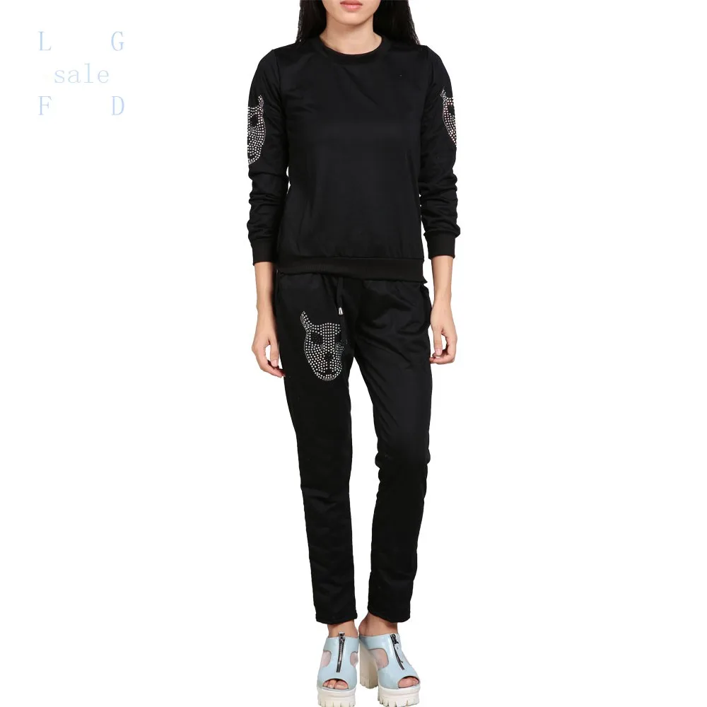 New 2015 fashion 2 piece women tracksuit Hoodies sport Sweatshirts suit sweatshirt+pants colors plus size 51 | Женская одежда