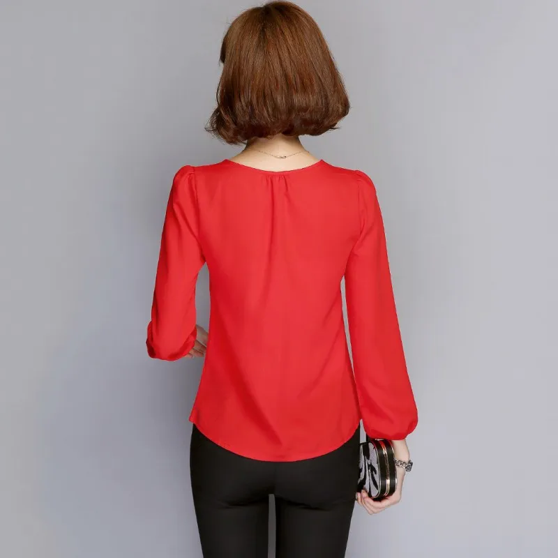 Блузка женская с длинным рукавом шифоновая повседневная офисная