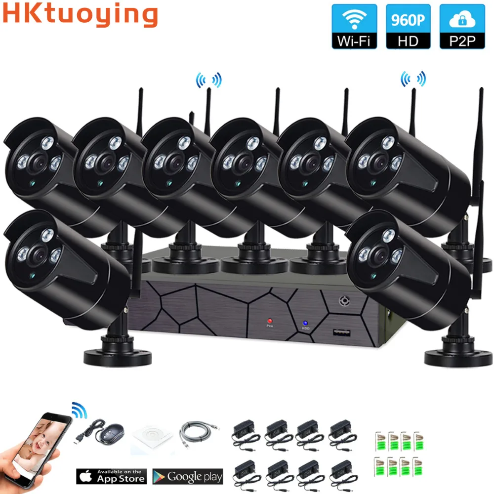 Plug and Play 8CH 1080P HD Беспроводной NVR Kit P2P 960P внутренний наружный IR Ночное Видение