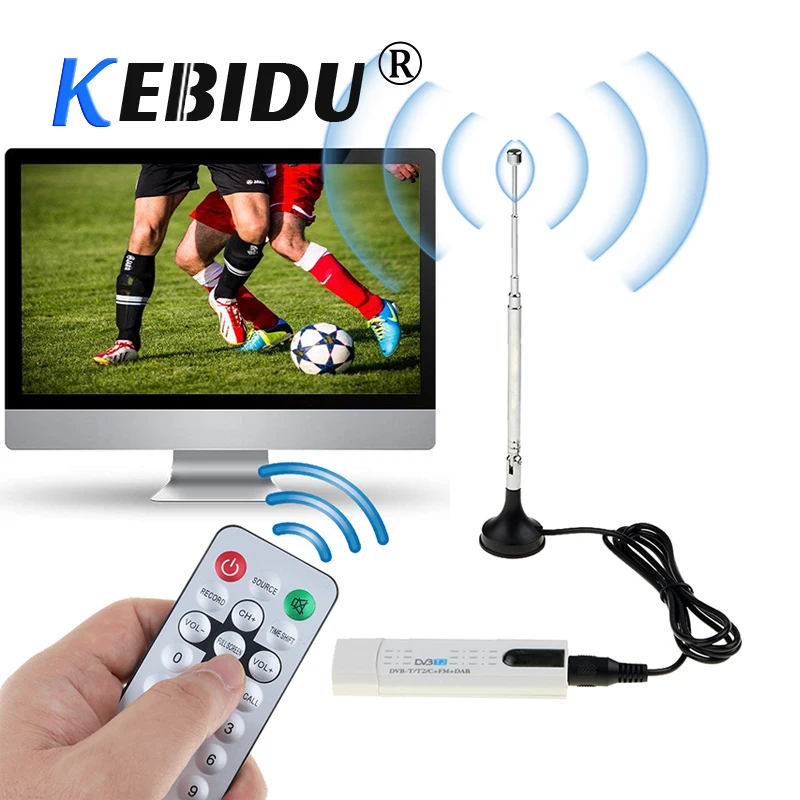 Цифровая антенна Kebidu ТВ тюнер с регулируемой антенной для ПК USB 2 0 HD DVB T T2