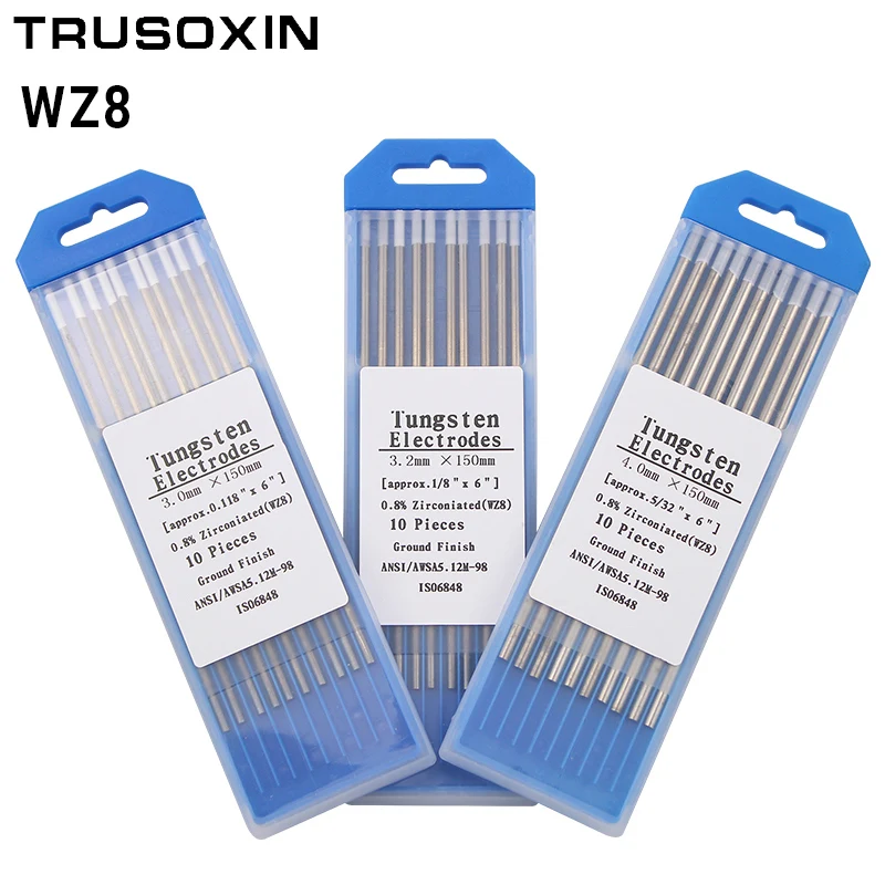 

Вольфрамовый электрод WZ8, прут Tig 1,0/1,6/2,0/2,4/3,0/3,2/4,0 мм x 150 мм (6 дюймов), белая головка, 0.8% циркониевый вольфрамовый электрод, сварочный стержень