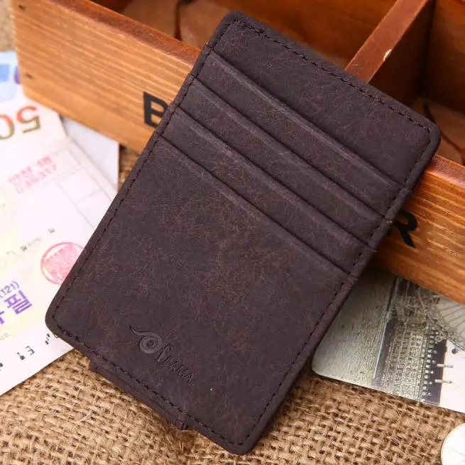 Men Bag Leather Cash Receipt Holder Magnet Purse porte carte credit card wallet travel organizer tarjetero hombre porta tarjeta | Багаж и