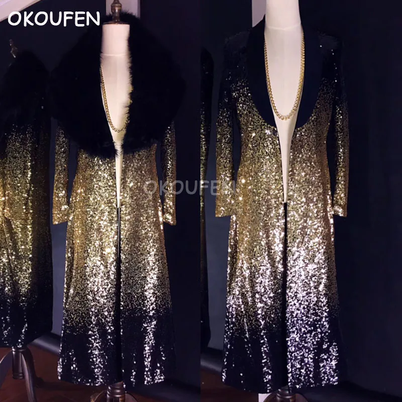 Мужской индивидуальный Качественный костюм с вышивкой и градиентом, костюм для бара, ночного клуба, певицы, DJ-ведущего, одежда для выступлений