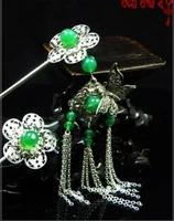 green agate plum blossom stigma classical hair stick set vintage jewelry hanfu costume hair accessory price is for 2pcs sticks