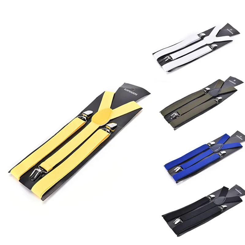 Подтяжки для мужчин и женщин Эластичные подтяжки с зажимом джинсов брюк черные