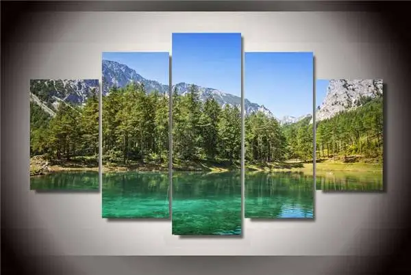 Hd Печать горы и озеро картина холст печать декор комнаты плакат Бесплатная