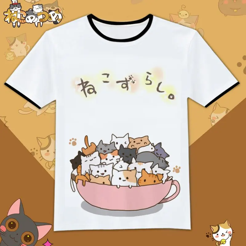 2017 игры Neko Atsume маскарадные футболки черные костюмы с О-образным вырезом и