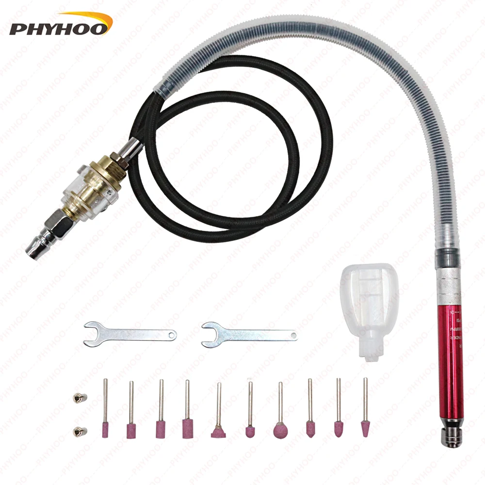 PHYHOO 16 in 1 Micro Air Grinder Kit Professional Pneumatic Tools for Grinding Cutting Carving Engraving 56000RPM Rotary Tool