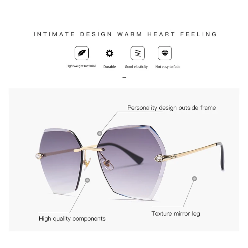 Retro Stone Sunglasses Women Diamond Cutting Rimless Sun Glasses for Men Outdoor Club Eyewear Oculos Shades 25084DF | Аксессуары для