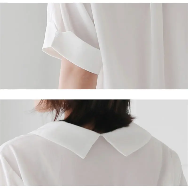 

2019 New Chiffon Shirt Casual Blouse Summer Short Sleeve Korean Loose Doll Collar Blouse et Chemisier Femme White Blousas f467