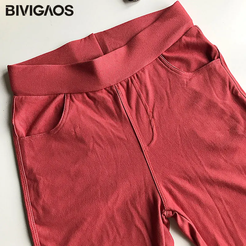 BIVIGAOS 2019 летние Стиль досуга леггинсы с карманами и заклепками легкие узкие брюки