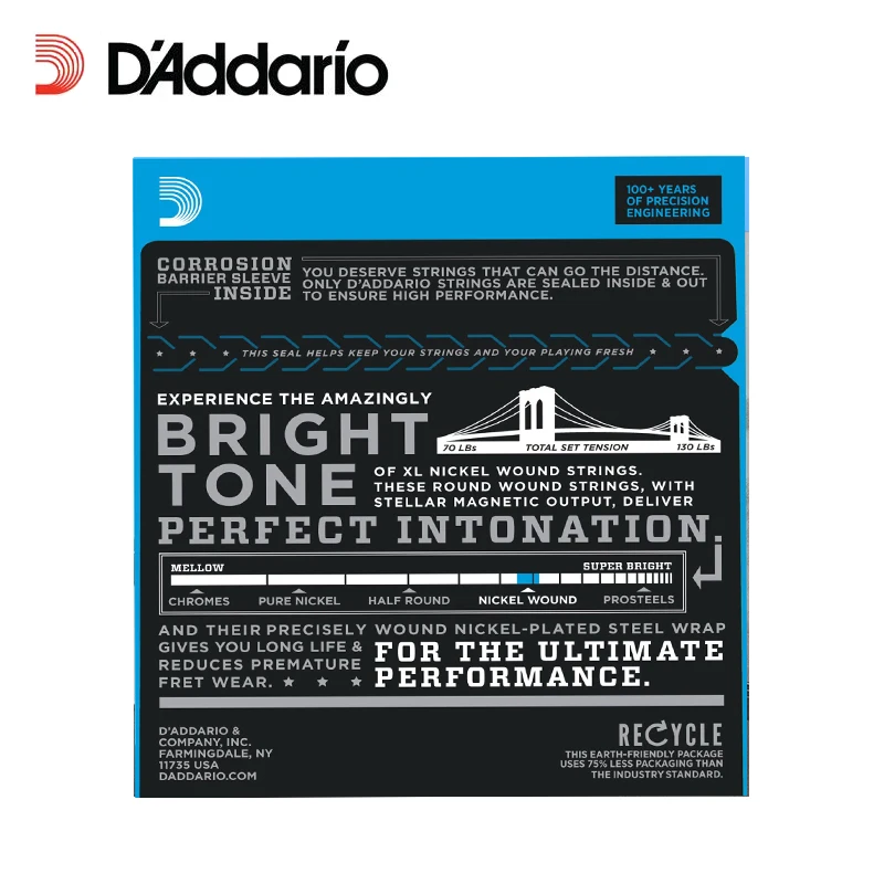 3 упаковки! Набор струн для электрогитары D&#x27Addario DAddario XL с никелевой обмоткой EXL110