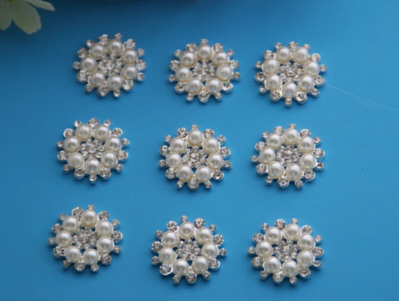

30pcs/lot 25mm Clear Crystal Rhinestone Pearl Rhinestone Buttons for Embellishment Hair/Garment Accessories