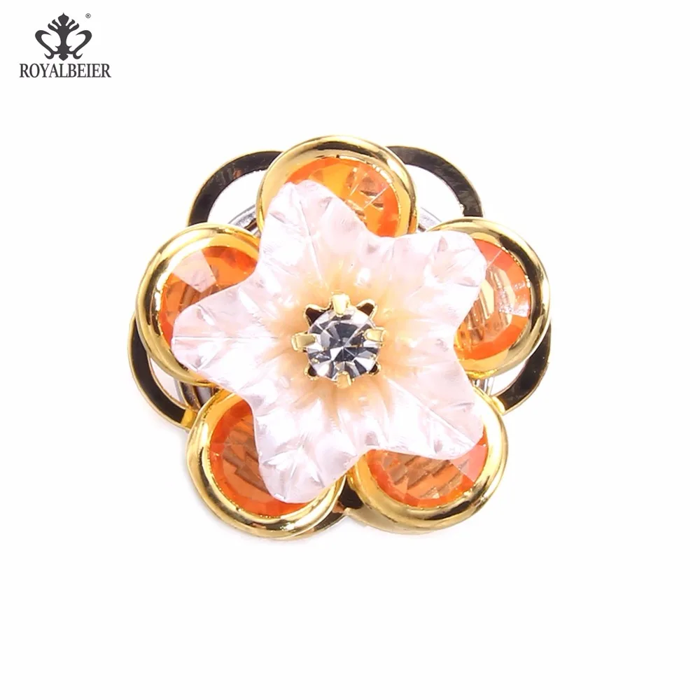 

RoyalBeier High Grade Flower Snap Button Wth Rhinestone Metal 18mm Snap Buttons Colorful DIY Charms For Snap Bracelet Jewelry