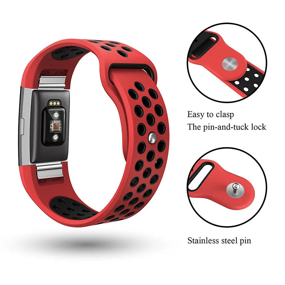 Новый Сменный двойной цветной спортивный силиконовый для браслета FitBit Charge 2