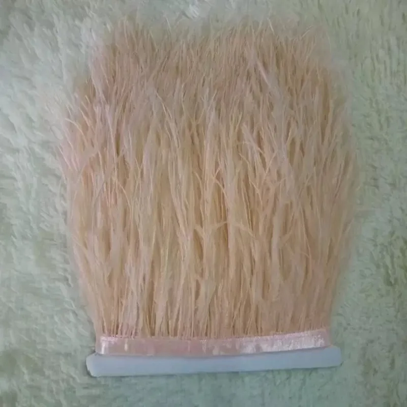 

New Arrival High Quality 1yard water pink Ostrich Feathers Trims for DIY Skirt Dress Costume Ribbon Feather Trimming