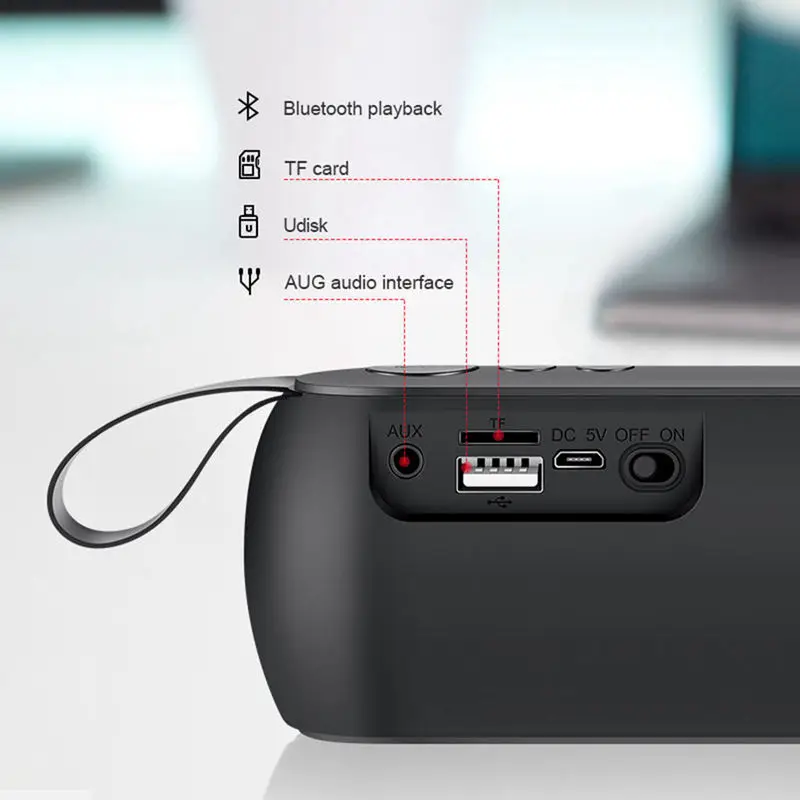 Портативная беспроводная стереоколонка Bluetooth с микрофоном tf-картой fm-радио Aux Mp3