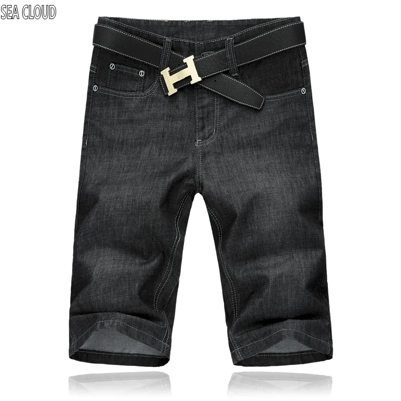 

82 Free shipping Elastic denim shorts men male summer knee-length short jeans casual plus size mens black short trousers